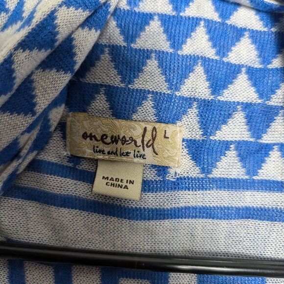 One world Western Chevron Aztec open front cardigan sz L Rayon drapey - Picture 7 of 7
